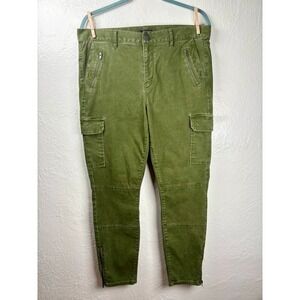 Loft Cargo Pants Women 12 Olive Green Utility Ankle Zip Tapered Leg Earthy Gorp